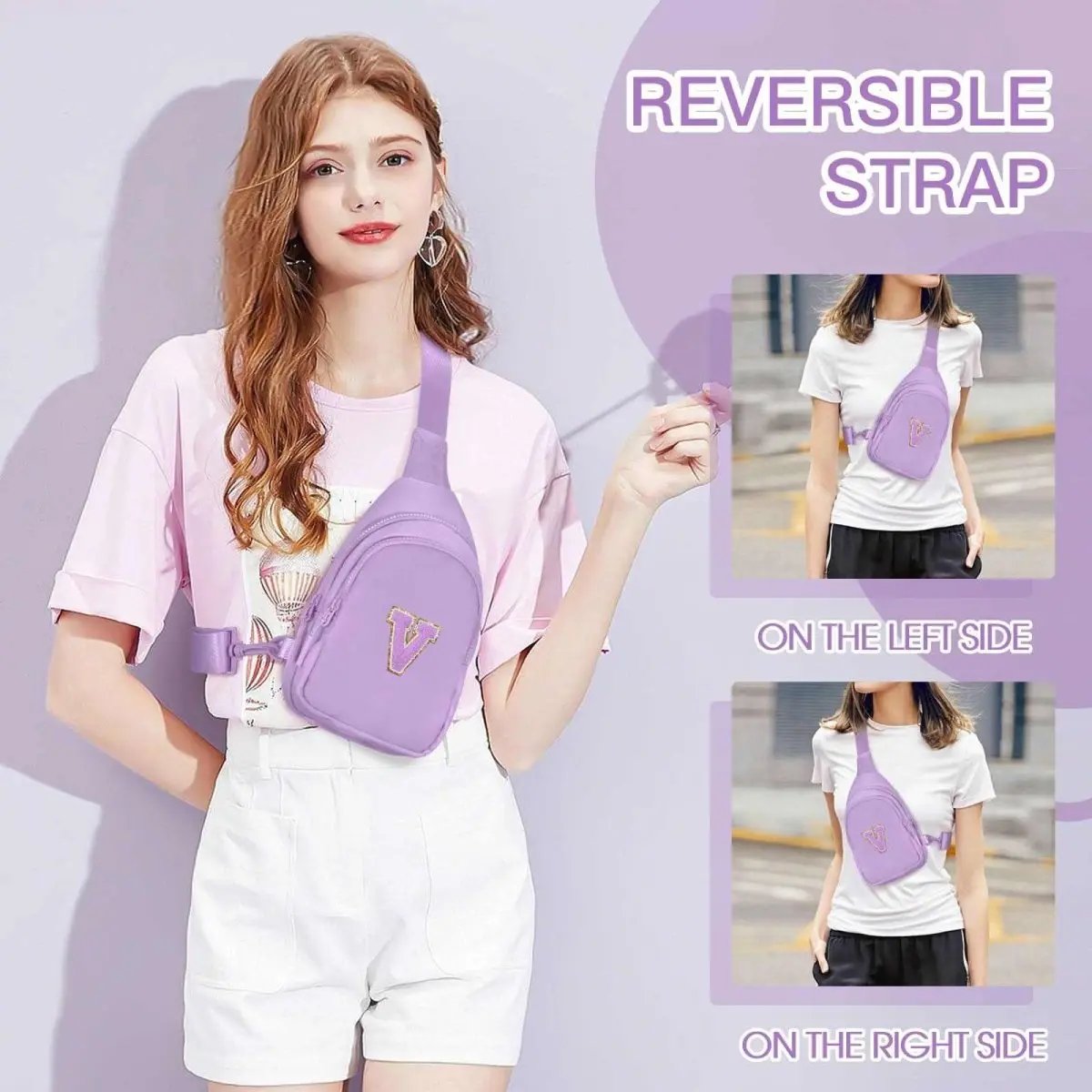 Small Initial Sling Bag Crossbody Bag Fanny Pack for Girls Women Cute Chest Bag Cross Body Bag Personalized Gift - Love Salve